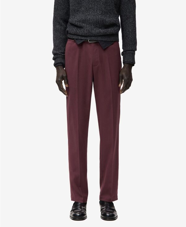 マンゴ メンズ ボトムス 心地好いズボン下 MANGO Men\u0027s Fluid Regular-Fit Pants Burgundy バーガンディ