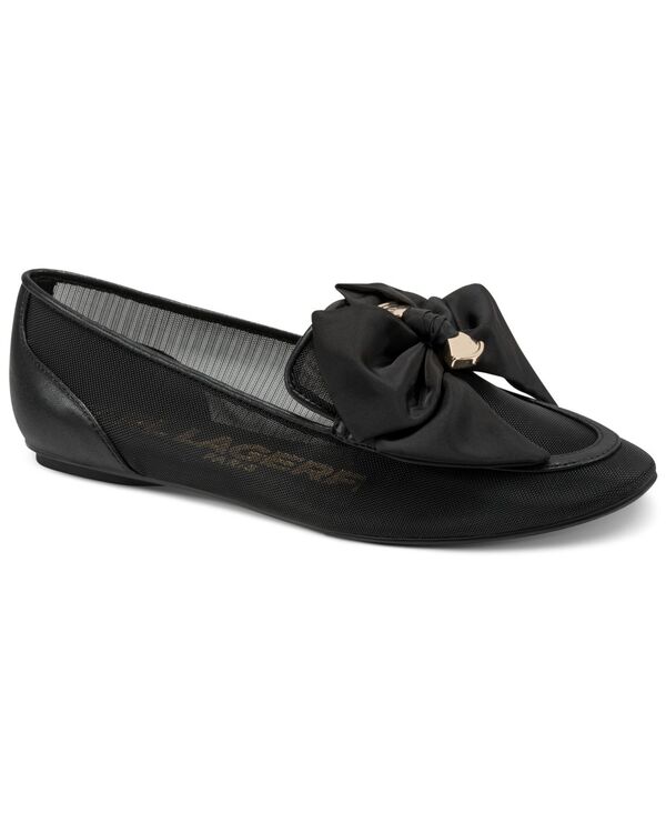 長い巻き毛 ラガーフェルド レディース シューズ スリッポン・ローファー KARLAGERFELD PARIS Women\u0027s Vasilisa Bow Slip-On Flats Black 黒いこと レディース靴-ローファー-靴