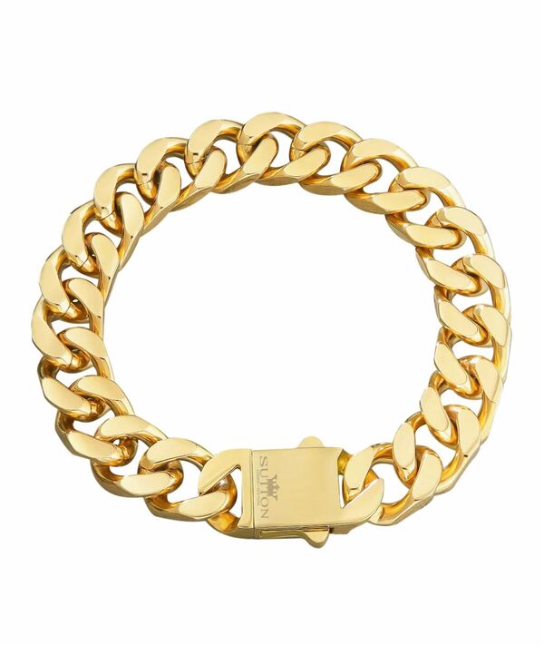 ローナ サットン メンズ アクセサリー ブレスレット・バングル・アンクレット Tシャツ Rhona Sutton Men'stainlessteel Cuban Chain Bracelet in 18k Gold Plated Gold ゴールド