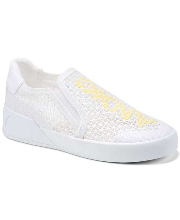 ダナ キャラン ニューヨーク州 レディース シューズ スリッポン・ローファー スニーカー 編み物 DKNY Women\u0027s Marta Knit Slip-On Sneakers White/Yellow 白いこと