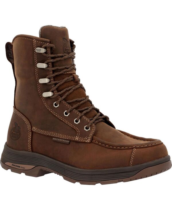 ジョージブーツ メンズ シューズ ブーツ・レインブーツ GEORGIA BOOT Men\u0027s AthensuperLyte 8\" Waterproof Side-Zip Moc Toe Work Boot Brown 赤銅色"