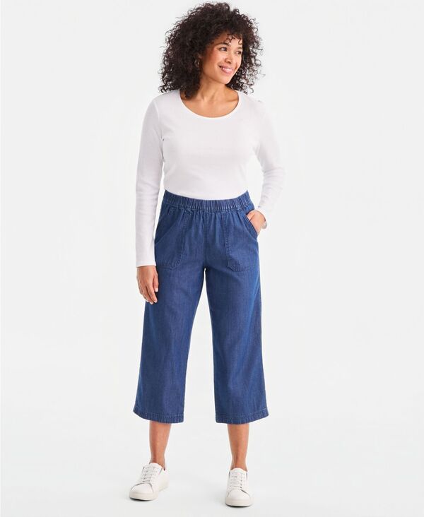スタイルアンドコー レディース ボトムス カジュアルパンツ キャップ Style \u0026 Co Women Mid-Rise Pull-On Capri Pants Exclusively at Macy Moddy Blue ブルー