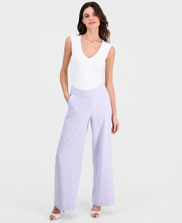 タハリエーエスエル レディース ボトムス カジュアルパンツ ワイドレッグ Tahari ASL Women's Mid-Rise Wide Leg Pantsoft Violet バイオレット