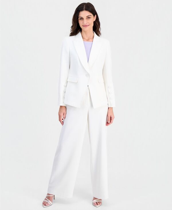 タハリエーエスエル レディース ボトムス カジュアルパンツ ワイドレッグ Tahari ASL Women's Mid-Rise Wide Leg Pants White ホワイト｜ReVida 店