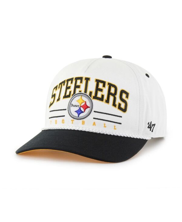47 ブランド メンズ アクセサリー 帽子 Tシャツ '47 Brand Men's White/Black Pittsburgh Steelers Roscoe Two-Toned Hitch Adjustable Hat White Black ホワイト