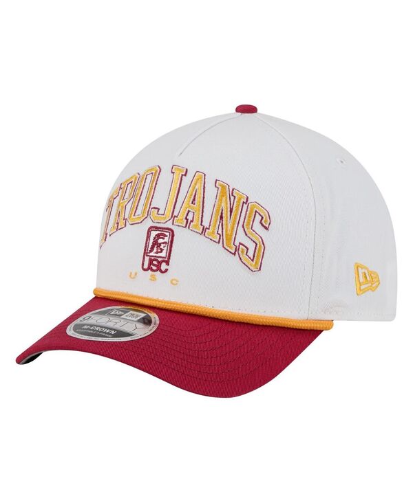 ニューエラ メンズ アクセサリー 帽子 New Era Men's White/Cardinal USC Trojans Arch Two-Tone Rope 9FORTY A-Frame M-Crown Adjustable Hat White Cardinal ホワイト｜ReVida 店
