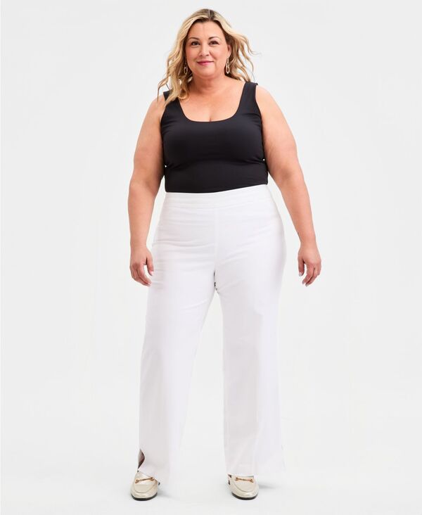 ジェイエムコレクション レディース ボトムス カジュアルパンツ プラスサイズ JM Collection Plusize Wide-Leg Pants Macy Exclusive White ホワイト