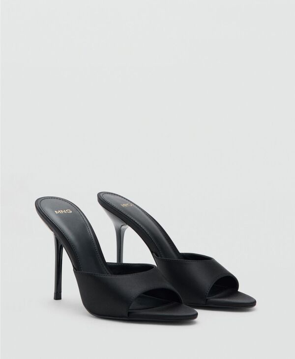 マンゴ レディース シューズ サンダル サテン ヒール MANGO Women'satin High-Heeled Sandals Black ブラック