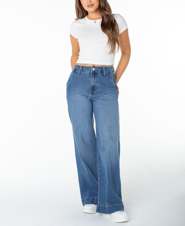 セレブリティピンク レディース ボトムス デニムパンツ ジーンズ Celebrity Pink Juniors' High-Rise Wide-Leg Trouser Jeans Roaring