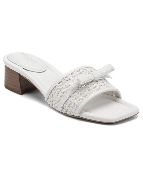 鍵を掛ける界面 レディース シューズ スリッポン・ローファー サンダル Rockport Women\u0027s Clarice Square Toe Slip-On Dressandals White 白いこと ローファー-靴-レディース靴