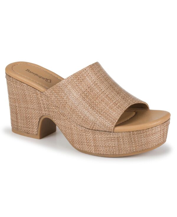 ベアトラップス レディース シューズ スリッポン・ローファー サンダル Baretraps Women\u0027s Teah Slip-On Wedge Sandals Medium Brown 赤銅色