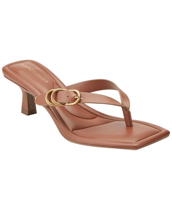 マークフィッシャー レディース シューズ スリッポン・ローファー サンダル 踵 Marc Fisher Women\u0027s Calais Buckle Slip-On Kitten Heel Dressandals Cognac