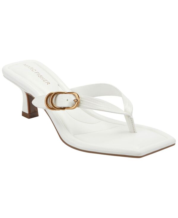 マークフィッシャー レディース シューズ スリッポン・ローファー サンダル 踵 Marc Fisher Women\u0027s Calais Buckle Slip-On Kitten Heel Dressandals White 白いこと