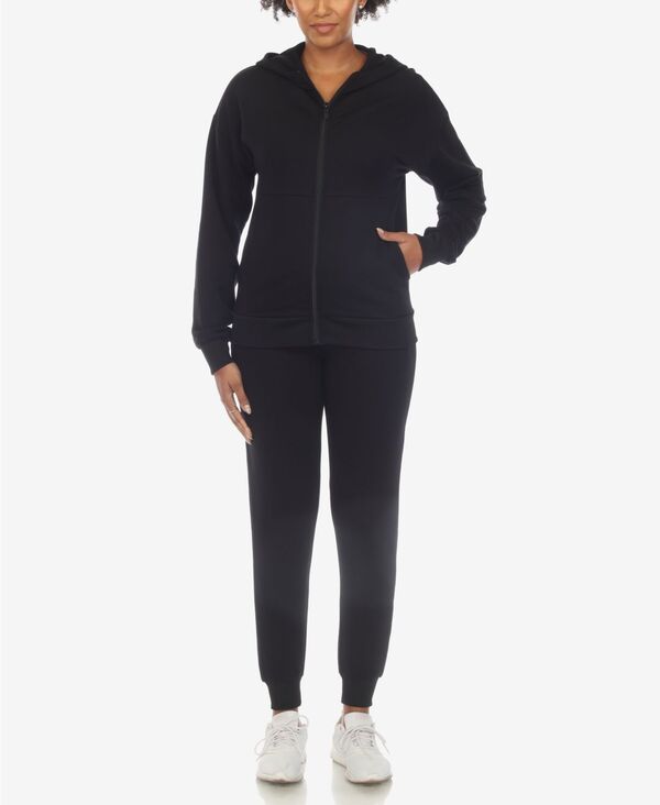 ホワイトマーク レディース アンダーウェア ナイトウェア トラックスーツ フリース White Mark Women's Fleece Lined 2-Pc. Tracksuit Set Black ブラック