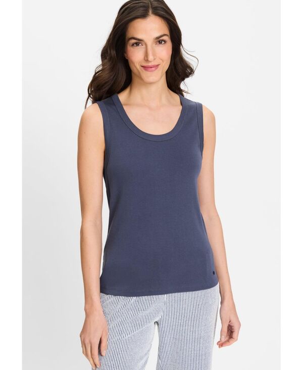 オルセン レディース トップス シャツ ノースリーブ Olsen Women's Round Neck Sleevelesshell Indigo denim インディゴ