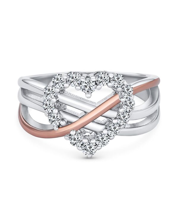 ブリング レディース アクセサリー Bling Jewelry RomanticZ Pave Cubic Zirconia Intertwined Infinity Forever Heart Promise Ring Rose Gold Sterling Silver e シルバー