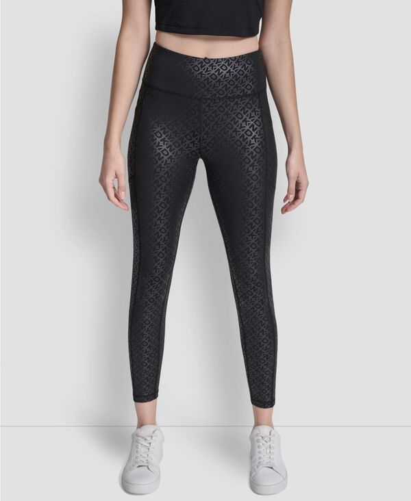 ダナ キャラン ニューヨーク レディース ボトムス カジュアルパンツ プリント DKNY Women's Printed High-Wasit Fitness Tights Pants Dark Outline Logo Black ブラック|ReVida 店