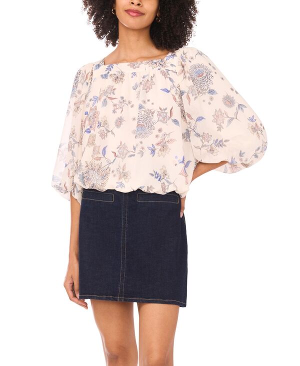 ヴィンスカムート レディース トップス シャツ ブラウス Vince Camuto Women'square Neck Bubble Blouse Vanilla Ice