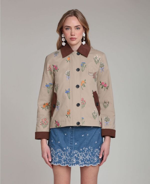 アヴェックレフィーユ レディース アウター ジャケット・ブルゾン Avec Les Filles Women's Button-Front Collared Jacket Khaki カーキ