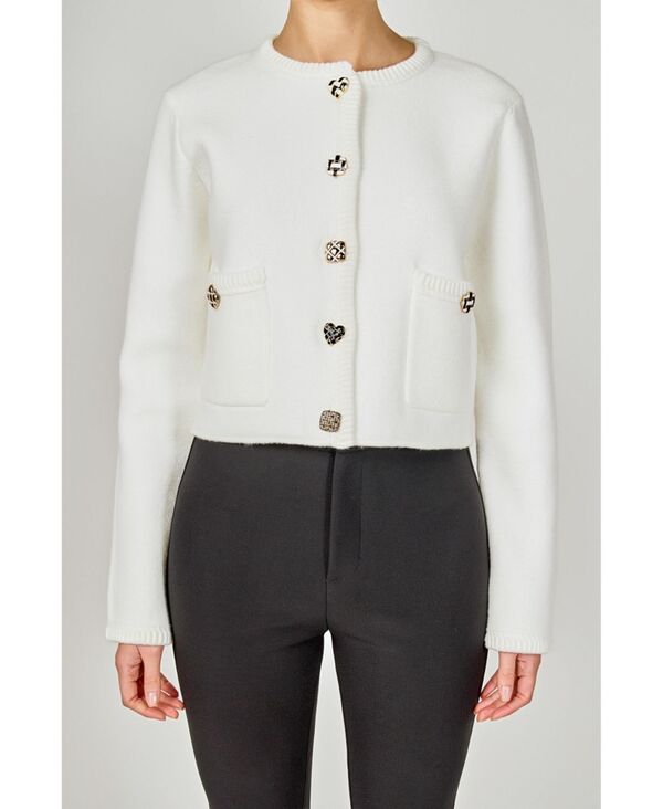 エンドレスローズ レディース アウター ニット・セーター カーディガン endless rose Women's Button Up Cardigan Ivory アイボリー