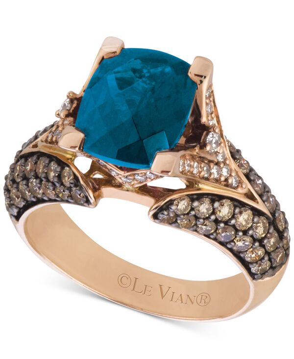 ル ヴァン レディース アクセサリー リング Le Vian Chocolatier Deep Sea Blue Topaz (3-3/8 ct.w.) & Diamond (1-1/5 ct.w.) Ring in 14k Rose London Blue Topaz ブルー