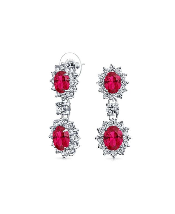 ブリング レディース アクセサリー ピアス・イヤリング Bling Jewelry Art Deco Style Crown Haloval Cubic Zirconia Red CZ Fashion Formal Dangle Drop Earrings Rhodium Plated Red レッド