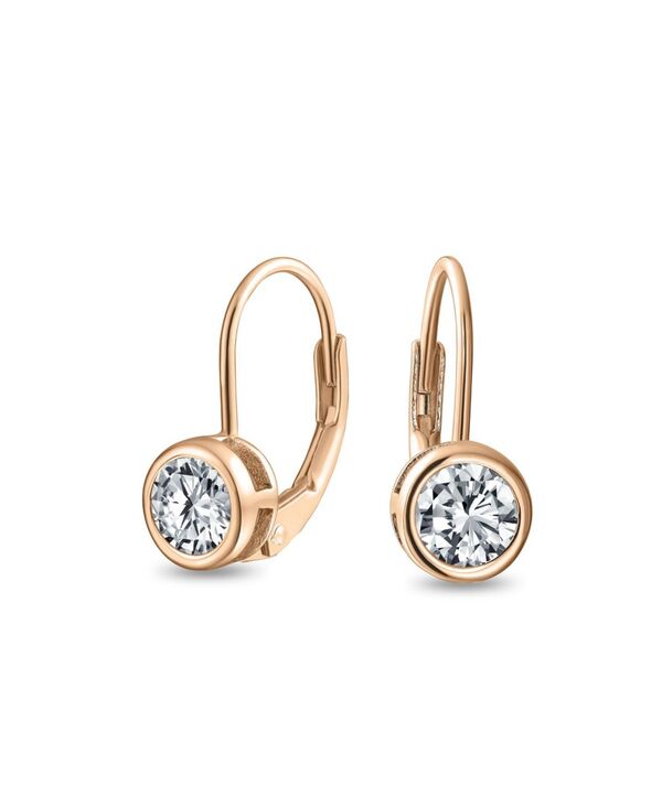 ブリング レディース アクセサリー ピアス・イヤリング Bling Jewelry Dainty 0.50CTW Round Bezel Cubic Zirconia CZ Solitaire Dangle Drop Earrings Lever Back Rose Gold Plated .925 Sterling Pink ピンク