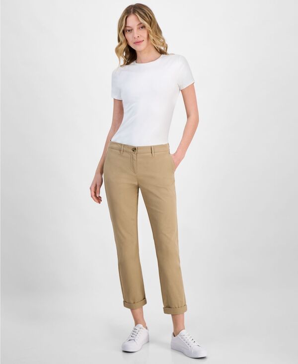 ナウティカ レディース ボトムス カジュアルパンツ ジーンズ Nautica Jeans Women's Montauk Solid Cuffed Chino Pants Rope