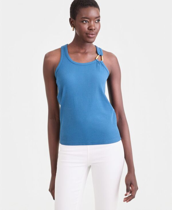 アイ.エヌ.シー インターナショナル コンセプト レディース トップス タンクトップ リブニット I.N.C. International Concepts Women's Rib Knit Hardware-Trim Tank Top Exclusively at Macy's True Indigo インディゴ｜ReVida 店