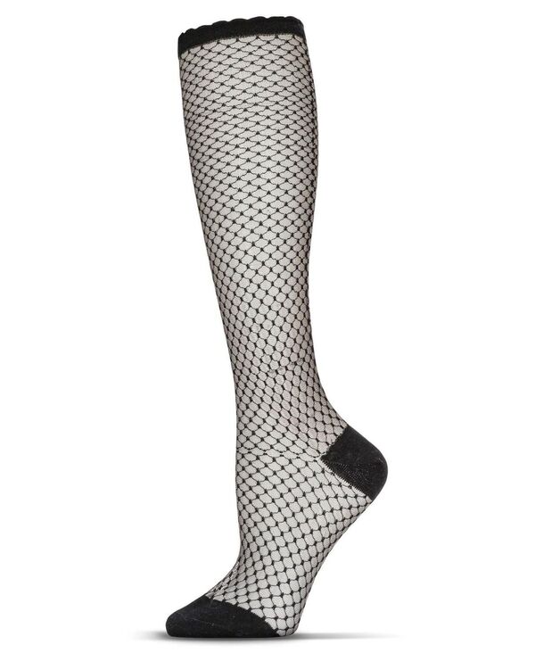 メモイ レディース アンダーウェア 靴下 MeMoi Women's Diamond Trellis Knee High Socks Black ブラック