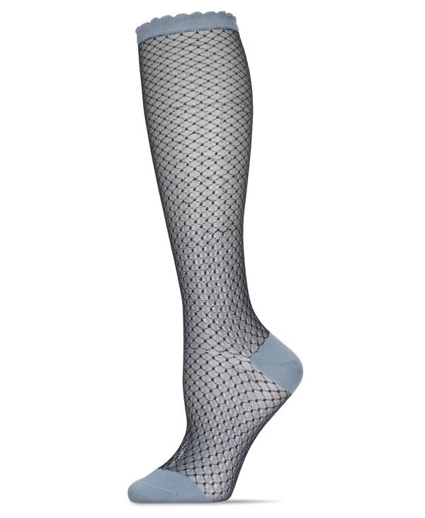 メモイ レディース アンダーウェア 靴下 MeMoi Women's Diamond Trellis Knee High Socks Denim デニム