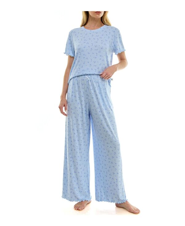 シンシアリージュルズ レディース アンダーウェア ナイトウェア プリント パンツ Tシャツ Sincerely Jules Women's Printed T-Shirt & Paper Bag Pants 2-Piece Pajama Set Georgia Ditsy