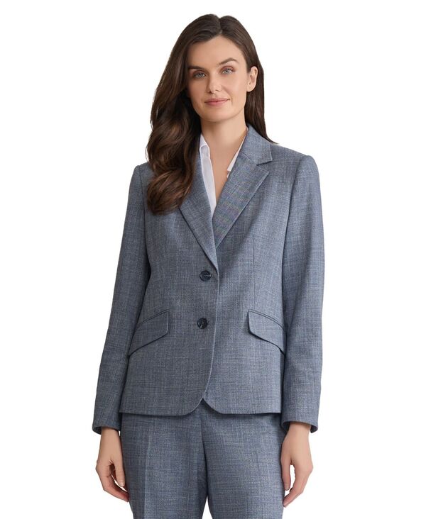 ジョーンズニューヨーク レディース アウター ジャケット・ブルゾン Jones New York Women's Two-Buttonotch Collar Jacket Mid Indigo/Jones White ホワイト｜ReVida 店