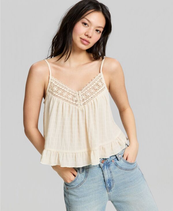 アンドノウディス レディース トップス 貯蔵タンクいの一番 And Now This Women\u0027s Crochet-Trim Tank Top Macy\u0027s Exclusive French Vanilla トップス-タンクトップ-レディースファッション