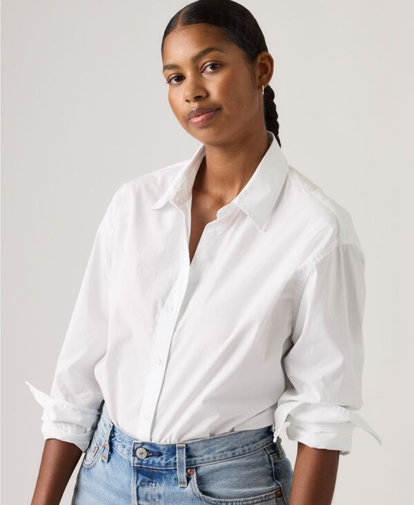 リーバイス レディース トップス シャツ 長袖 Levi's Women's Point Collar Long-Sleeve Shirt Bright white ホワイト
