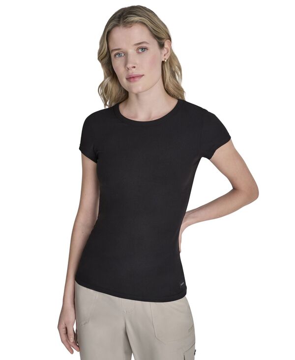 ダナ キャラン ニューヨーク レディース トップス Tシャツ クルーネック DKNY Sport Women's Hudson Rib Crew Neck T-Shirt Black ブラック