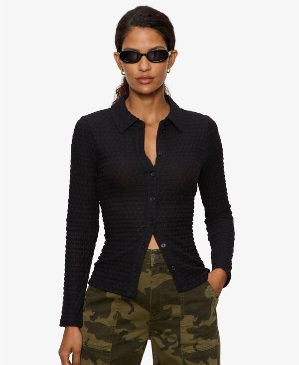 サンクチュアリー レディース トップス シャツ 長袖 Sanctuary Women's Dreamer Long-Sleeve Shirt Black ブラック