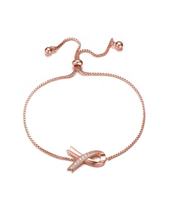 ジュネヴィヴェ レディース アクセサリー ブレスレット・バングル・アンクレット Genevive Sterling Silver 18K Rose Gold Plated CZ Adjustable Bracelet Pink ピンク