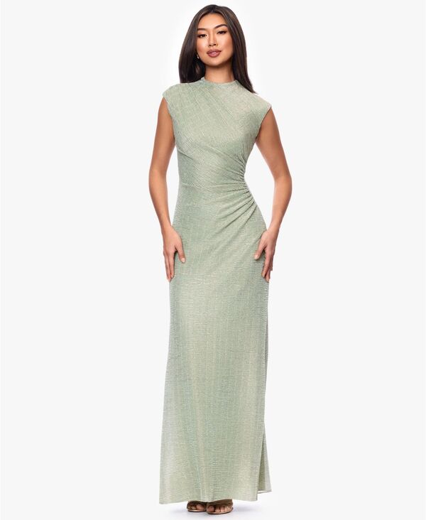 ベッツィアンドアダム レディース トップス ワンピース ギャザー トール Betsy & Adam Women's Metallic Ruched Gown SAGE セージ|ReVida 店
