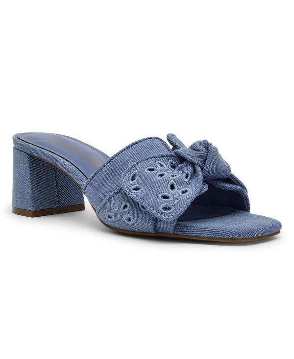 アンクライン レディース シューズ サンダル ヒール Anne Klein Women's Kizmet Knot Block Heel Dressandals Denim Eyelet デニム
