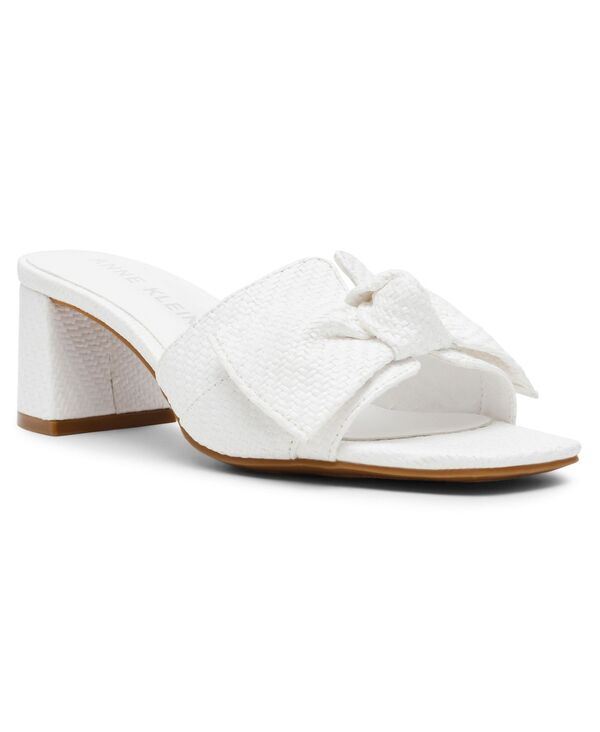 アンクライン レディース シューズ サンダル ヒール Anne Klein Women's Kizmet Knot Block Heel Dressandals White Raffia ホワイト