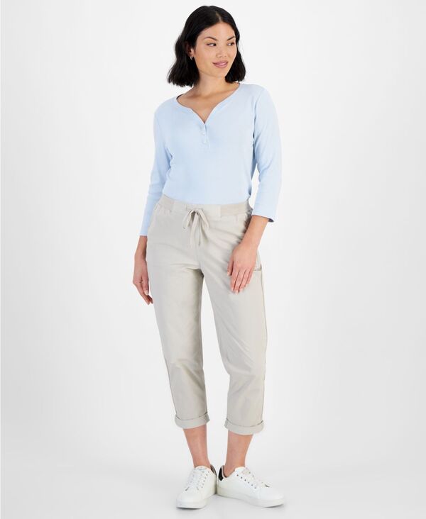 スタイルアンドコー レディース ボトムス カジュアルパンツ プチ Style & Co Women's Pull On Cuffed Pants Regular & Petite Created for Macy'stone Wall ストーン｜ReVida 店