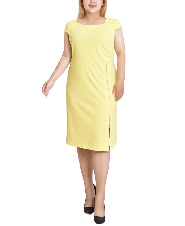 ニューヨークコレクション レディース トップス ワンピース プラスサイズ キャップ NY Collection Plusize Cap Sleevexposed Zipper Dress Banana