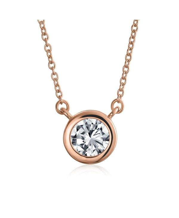 ブリング レディース アクセサリー ネックレス・チョーカー・ペンダントトップ レース Bling Jewelry Classicubic Zirconia 2CT Round CZ Bezel Set Pendant Necklace Sterling Rose シルバー