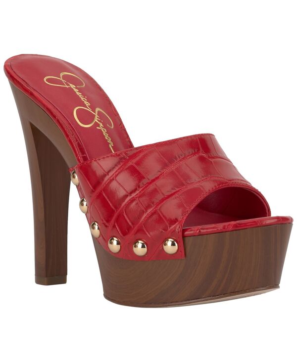ジェシカシンプソン レディース シューズ スリッポン・ローファー プラットフォーム サンダル Jessica Simpson Women's Cynlia Platform Slip-On Sandals Red Muse Gator レッド｜ReVida 店