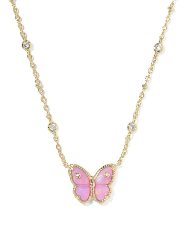 ケンドラスコット レディース アクセサリー ネックレス・チョーカー・ペンダントトップ レース Kendra Scott Imitation Pearl and 14k Gold Over Brass Cailey Butterfly Short Pendant Necklace Med Pink ピンク