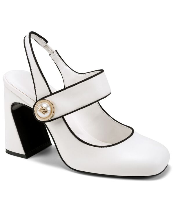 長い巻き毛 ラガーフェルド レディース シューズ スリッポン・ローファー KARLAGERFELD PARIS Women\u0027s Piermont Slip-On Pumps Bright White/Black 白いこと