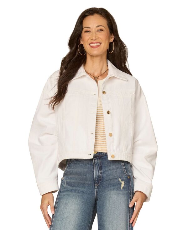 デモクラシー レディース アウター ジャケット・ブルゾン プチ デニム Democracy Petite Oversized Barrel Sleeve Collared Optic White Denim Jacket Optic White ホワイト