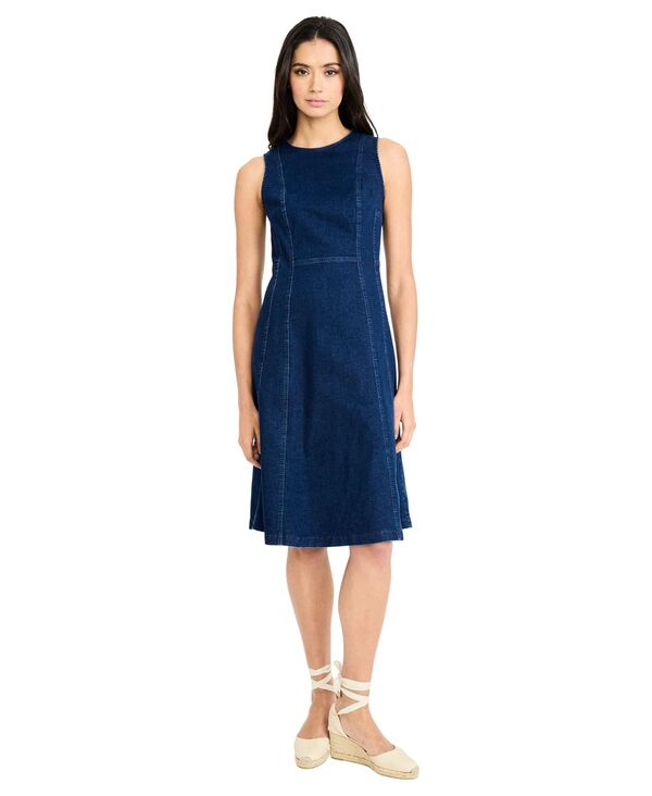 マギーロンドン レディース トップス ワンピース クルーネック ミディ ノースリーブ Maggy London Women'sleeveless Crew Neck Midi Dress Dark wash
