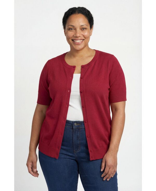 ウーマン ウィズイン レディース アウター ニット・セーター プラスサイズ カーディガン Woman Within Plusize Within Perfect Elbow - Length Sleeve Cardigan Sweater Classic red レッド